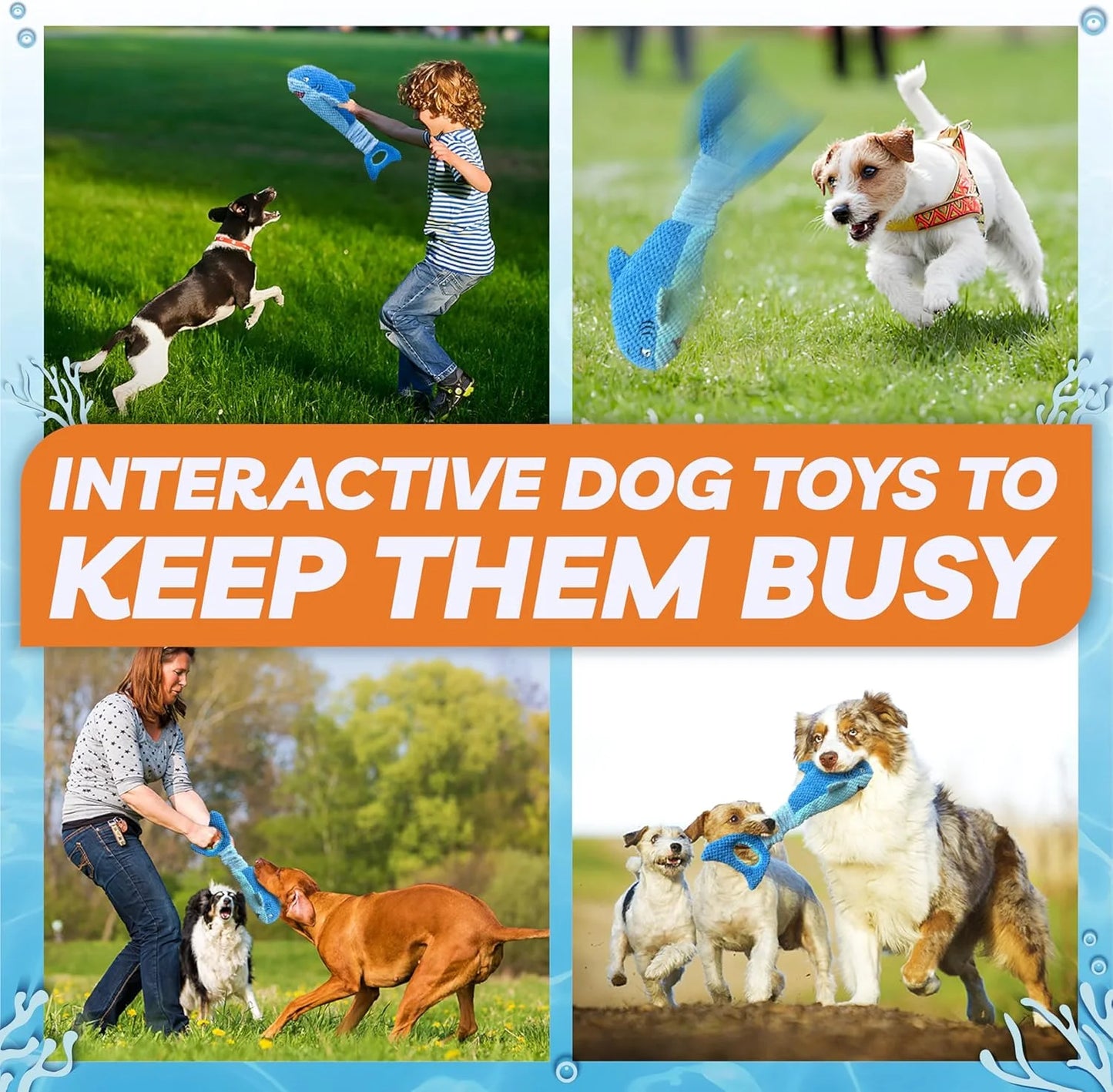 Dog Toys for Aggressive Chewers, Large Dog Toys to Keep Them Busy, Interactive Squeaky Pet Toys,Crinkle Tug of War Dog Chew Toy