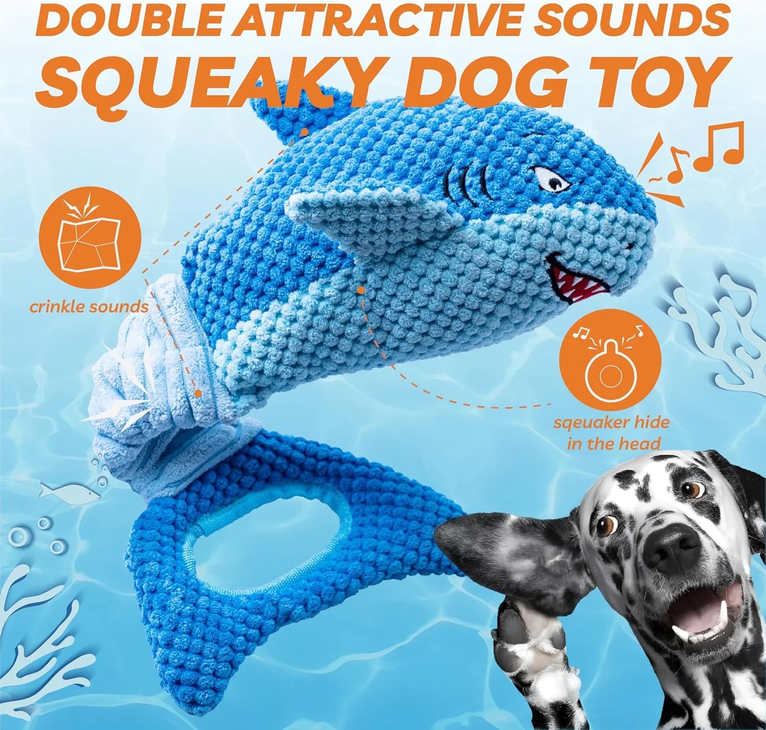 Dog Toys for Aggressive Chewers, Large Dog Toys to Keep Them Busy, Interactive Squeaky Pet Toys,Crinkle Tug of War Dog Chew Toy