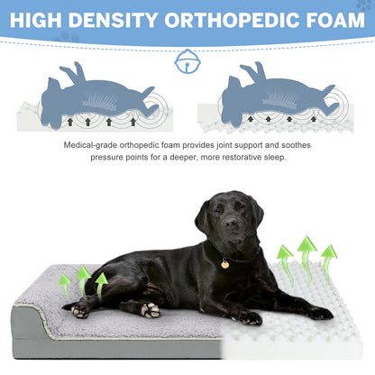 Dog Bed for Large Medium Small Dogs Orthopedic Dog Sofa Bed Non Slip Pet Couch with Removable Washable Cover Supportive Egg Crate Foam S to XL