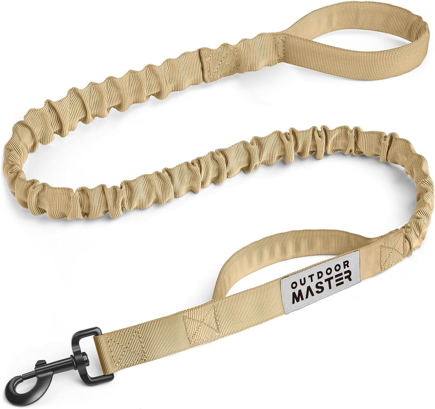 Bungee Dog Leash, Heavy Duty Dog Leash with Shock Absorption | Heavy Duty Clasp, 2 Padded Handles Training Dog Leash, Improved Dog Safety and Comfort, Khaki 4 FT