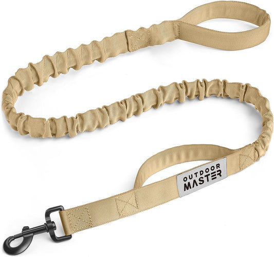 Bungee Dog Leash, Heavy Duty Dog Leash with Shock Absorption | Heavy Duty Clasp, 2 Padded Handles Training Dog Leash, Improved Dog Safety and Comfort, Khaki 4 FT