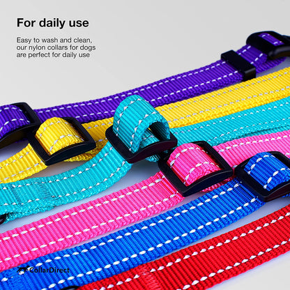 Reflective Dog Collar for a Small, Medium, Large Dog or Puppy with a Quick Release Buckle - Boy and Girl - Nylon Suitable for Swimming (Orange, 10-13 Inch)