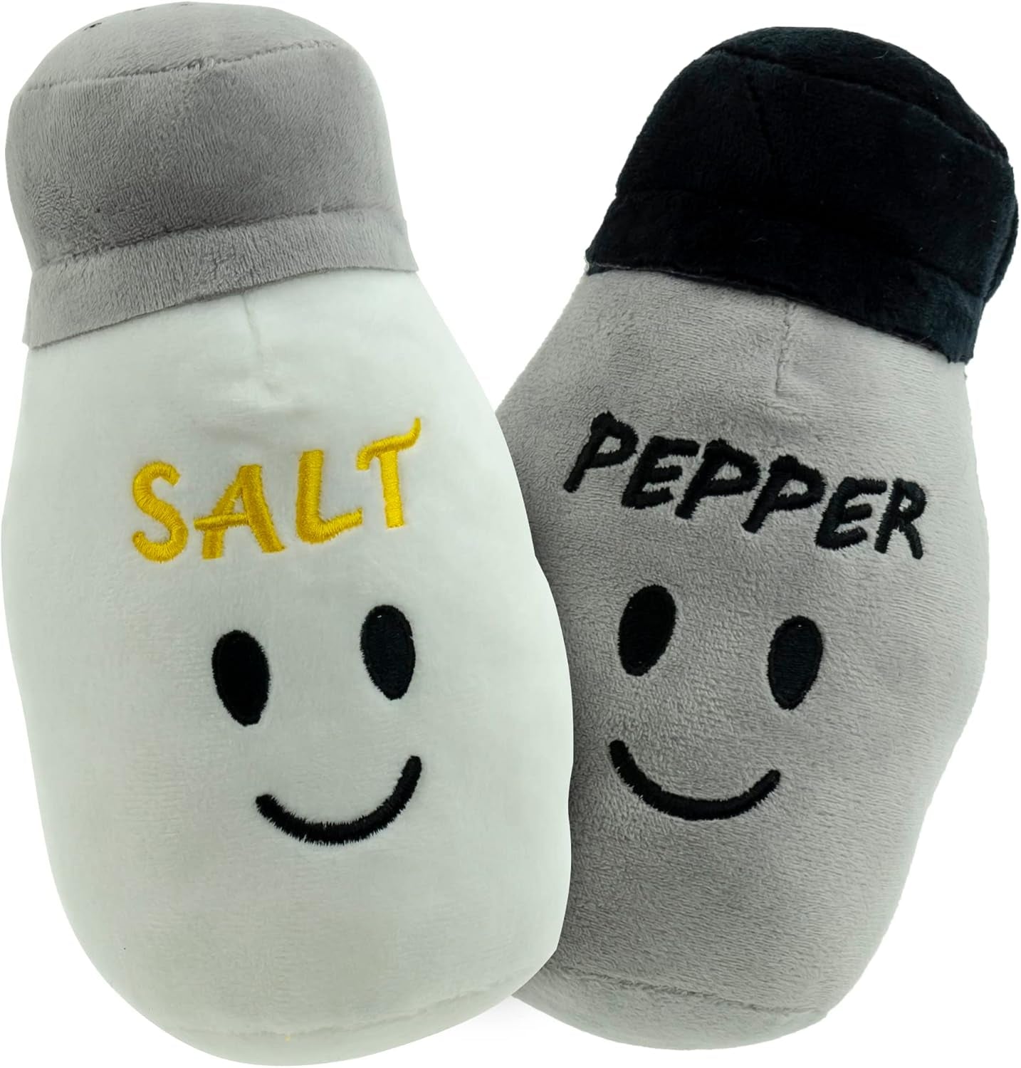 Pet Plush Pet Toy Fruits, Cupcakes, Ice Creams, Mug with Squeaker Dog Chew Toy (8" 2 Pcs Salt & Pepper)