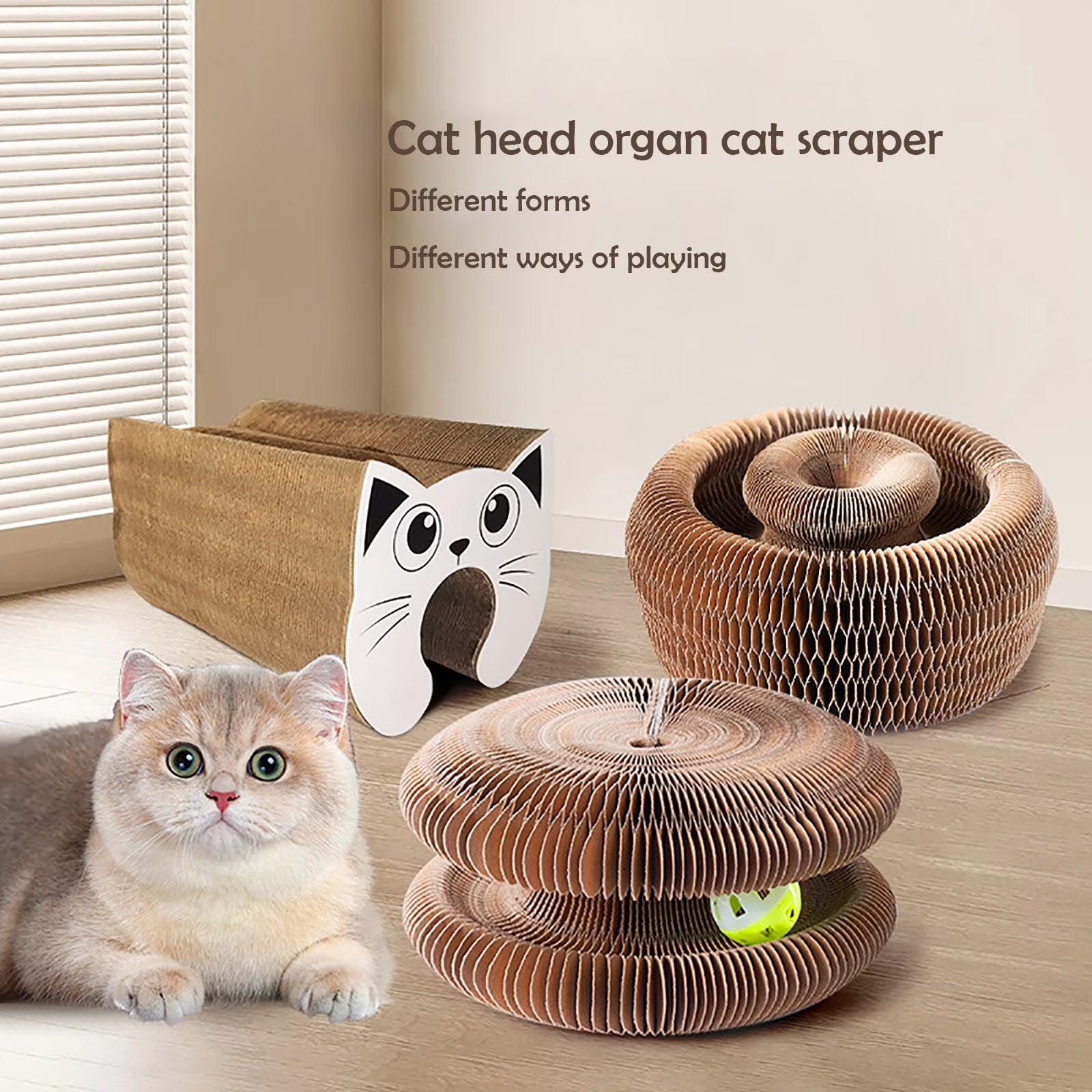 Kitty Kurlz Cat Toy, Kitty Curls Cat Toy, Magic Kitty Kurlz Cat Toy Marlene, Foldable Magic Organ Cat Scratching Board Toy, round Interactive Accordion Cat Toy for Indoor Cats
