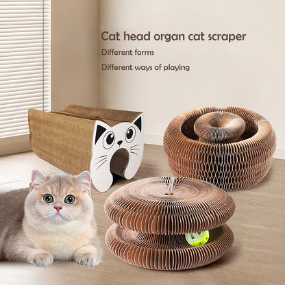 Kitty Kurlz Cat Toy, Kitty Curls Cat Toy, Magic Kitty Kurlz Cat Toy Marlene, Foldable Magic Organ Cat Scratching Board Toy, round Interactive Accordion Cat Toy for Indoor Cats