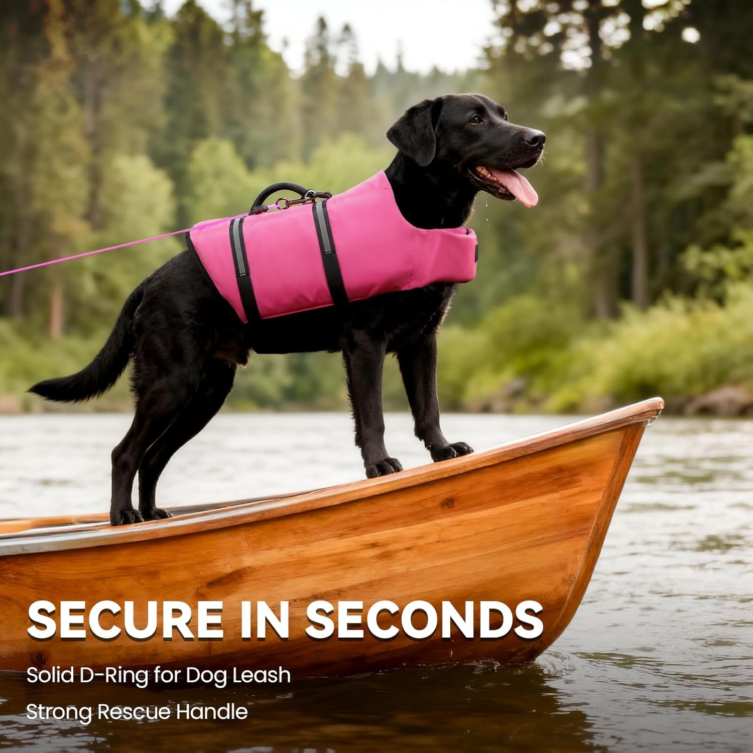 Dog Life Vest Rip Stop Dog Swim Vest, M, Pink | High Visibility Ripstop for Puppy Cat Doggy, Life Jacket with Handle & Leash Ring for Boating & Swimming