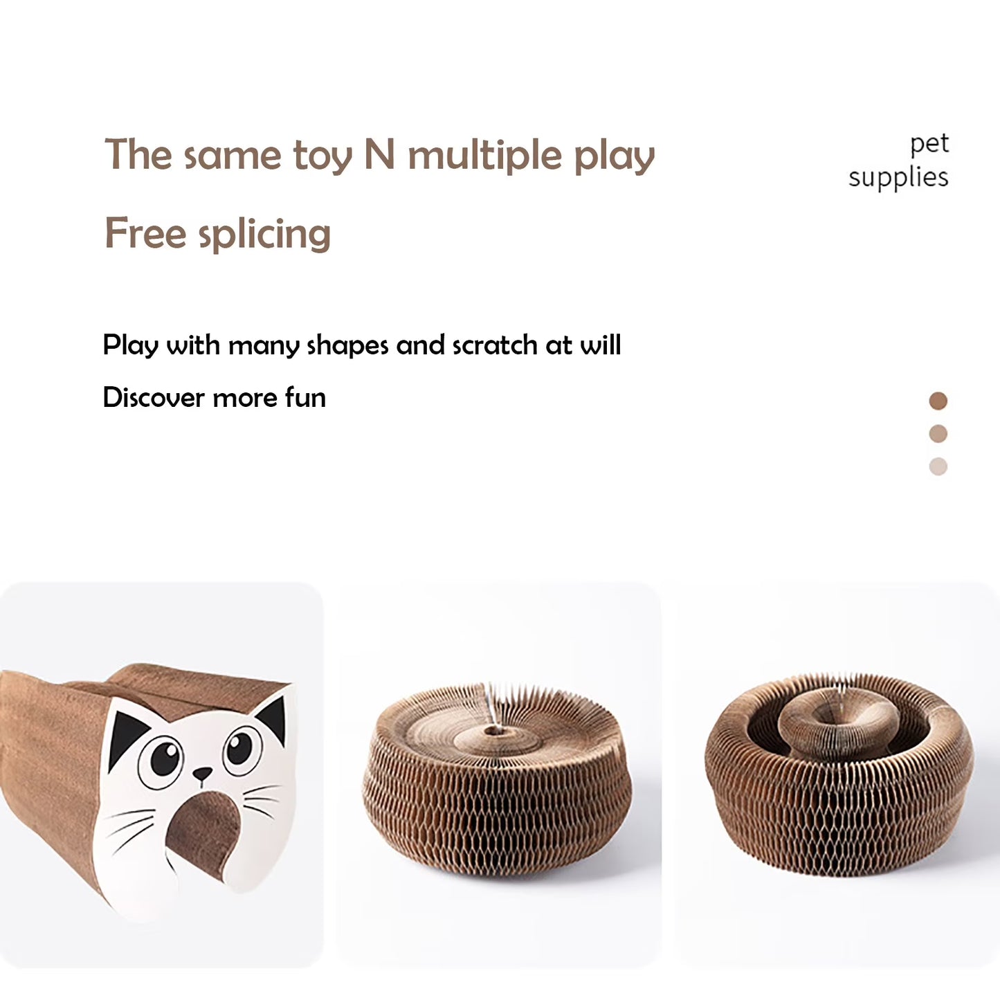 Kitty Kurlz Cat Toy, Kitty Curls Cat Toy, Magic Kitty Kurlz Cat Toy Marlene, Foldable Magic Organ Cat Scratching Board Toy, round Interactive Accordion Cat Toy for Indoor Cats