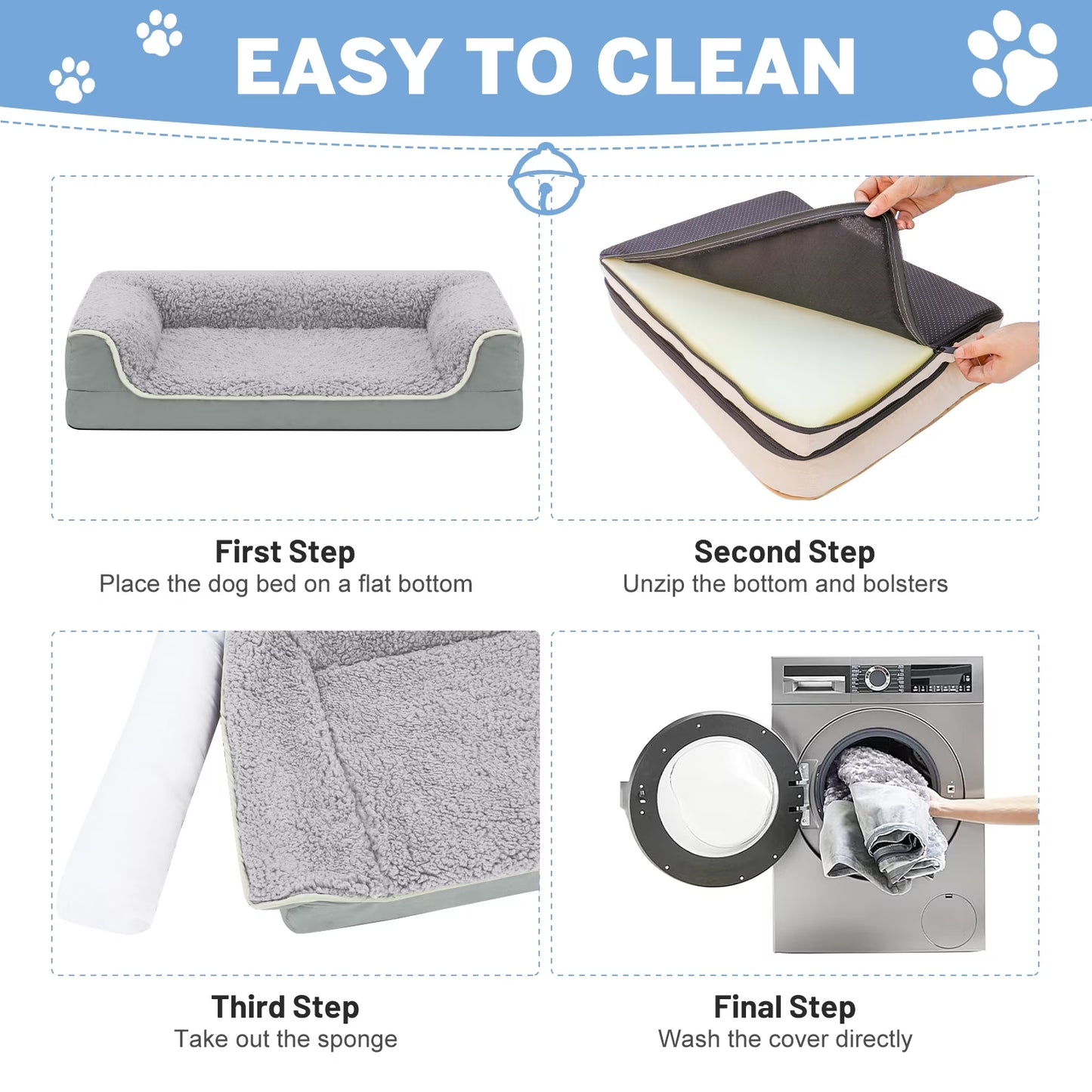 Dog Bed for Large Medium Small Dogs Orthopedic Dog Sofa Bed Non Slip Pet Couch with Removable Washable Cover Supportive Egg Crate Foam S to XL