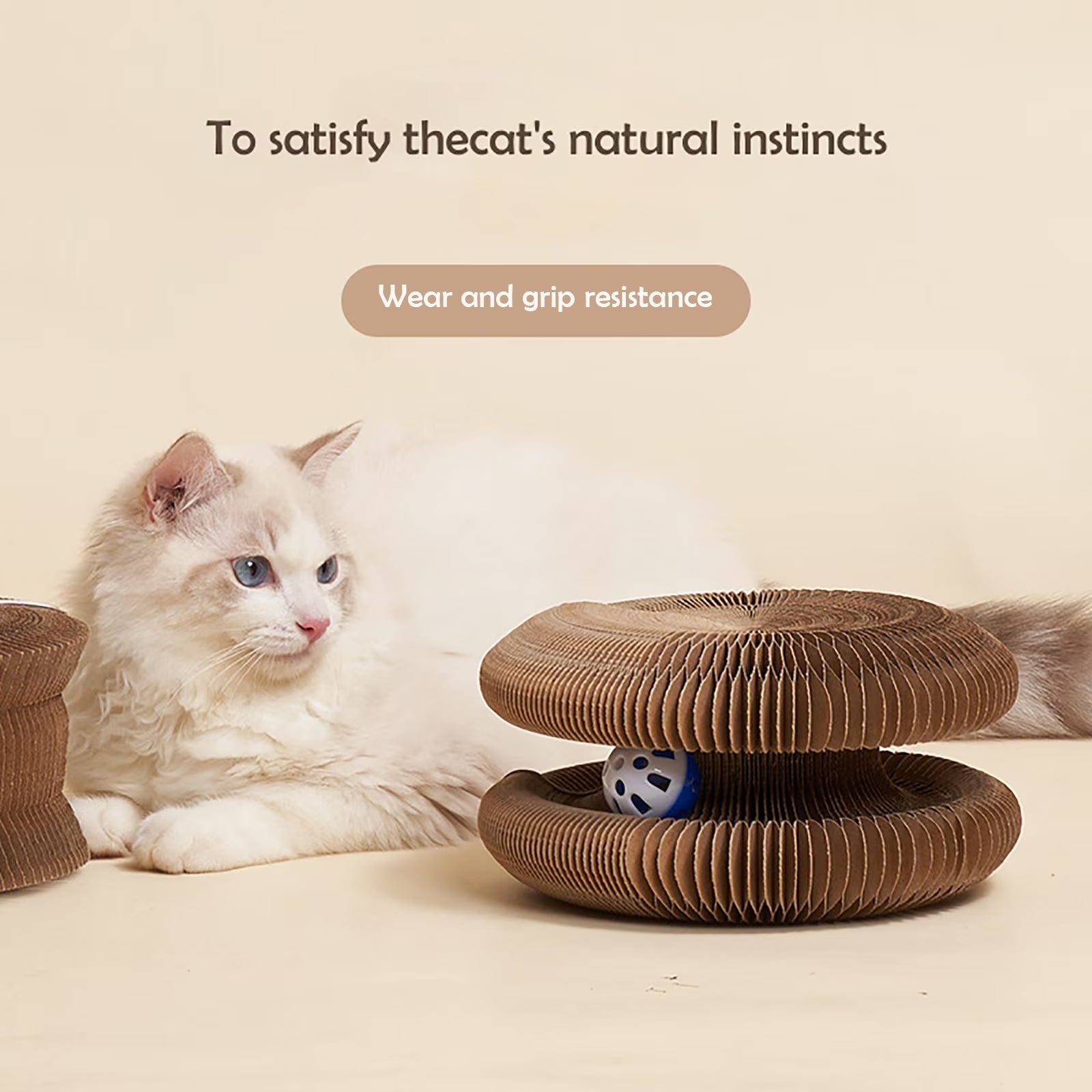Kitty Kurlz Cat Toy, Kitty Curls Cat Toy, Magic Kitty Kurlz Cat Toy Marlene, Foldable Magic Organ Cat Scratching Board Toy, round Interactive Accordion Cat Toy for Indoor Cats