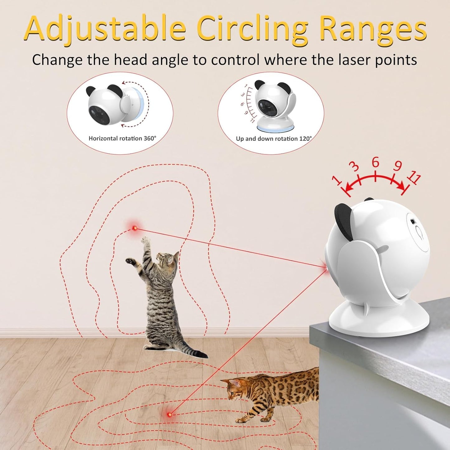 Automatic Cat Laser Toy Interactive Cat Toys for Indoor Cats/Kitty/Dogs,​​Laser Cat Toys for Bored Indoor Adult Cats