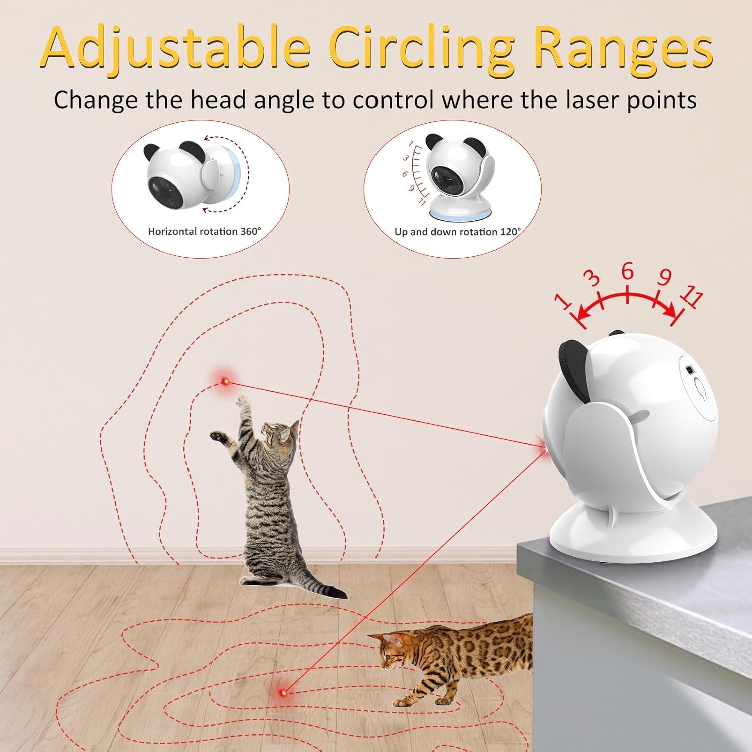 Automatic Cat Laser Toy Interactive Cat Toys for Indoor Cats/Kitty/Dogs,​​Laser Cat Toys for Bored Indoor Adult Cats