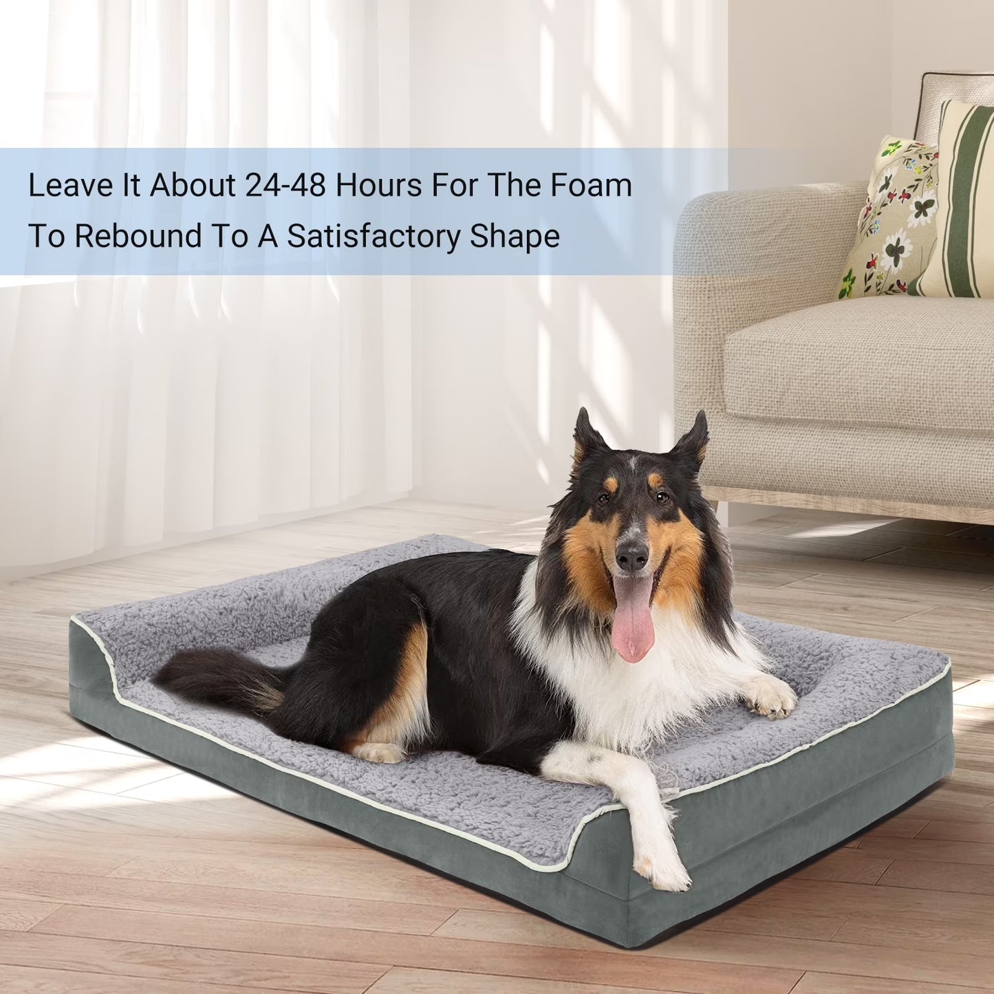 Dog Bed for Large Medium Small Dogs Orthopedic Dog Sofa Bed Non Slip Pet Couch with Removable Washable Cover Supportive Egg Crate Foam S to XL