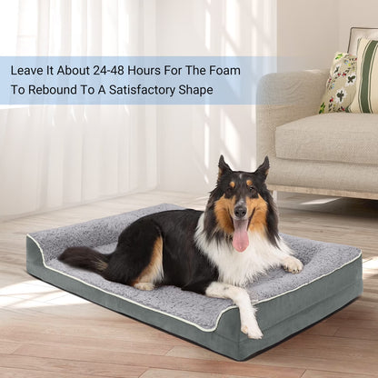 Dog Bed for Large Medium Small Dogs Orthopedic Dog Sofa Bed Non Slip Pet Couch with Removable Washable Cover Supportive Egg Crate Foam S to XL