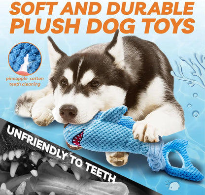 Dog Toys for Aggressive Chewers, Large Dog Toys to Keep Them Busy, Interactive Squeaky Pet Toys,Crinkle Tug of War Dog Chew Toy