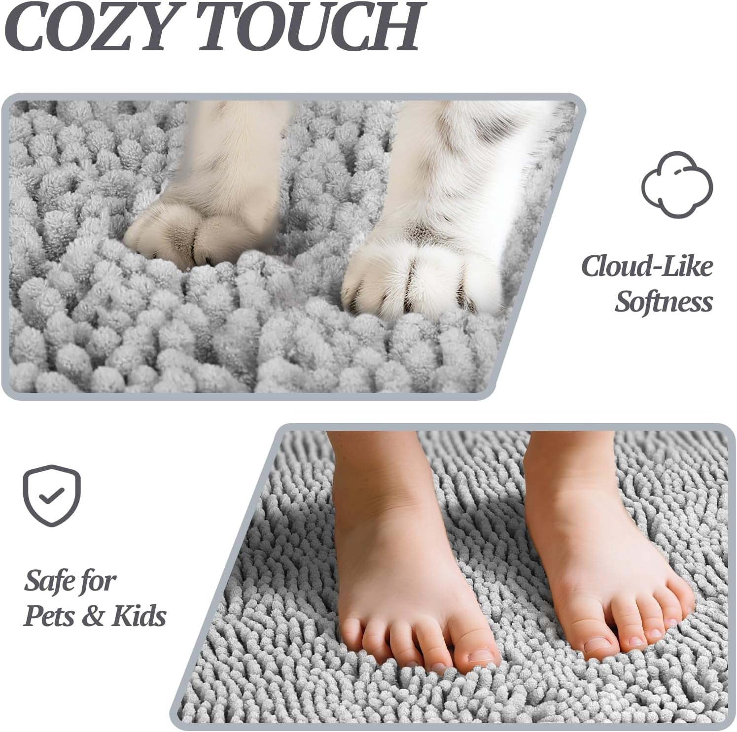 Dog Door Mat Absorpmax Dog Mat for Muddy Paw, 35 × 25", Grey | Mud Rug with Non Slip Backing for Indoor & Outdoor, Washable Soft Chenille anti Mud Waterproof