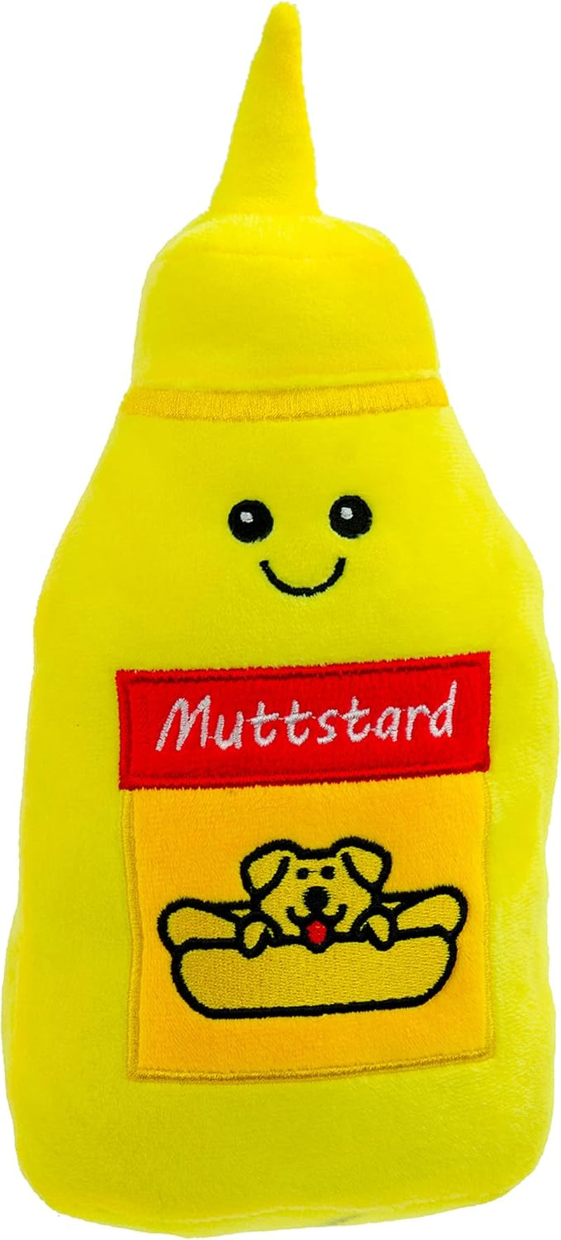 Pet Plush Pet Toy Fruits, Cupcakes, Ice Creams, Mug with Squeaker Dog Chew Toy (10" Ketchup & Mustard)
